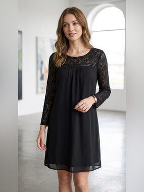 Twik (Simons Exclusive) Black Lace Overlay Dress